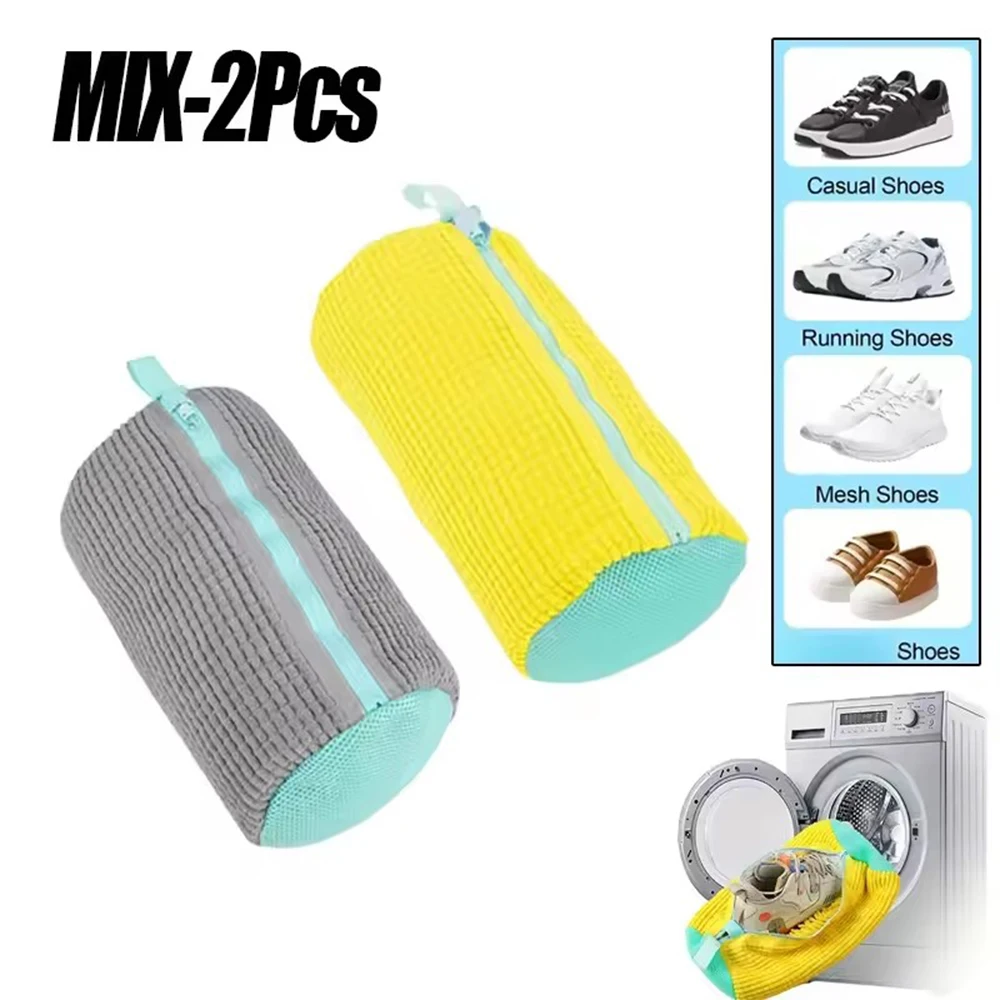 Durable Shoe Washing Machine Bag for All Shoe Types-Yellow with Blue Zipper,Ideal for Sneakers and Casual Shoes,Laundry Wash Bag
