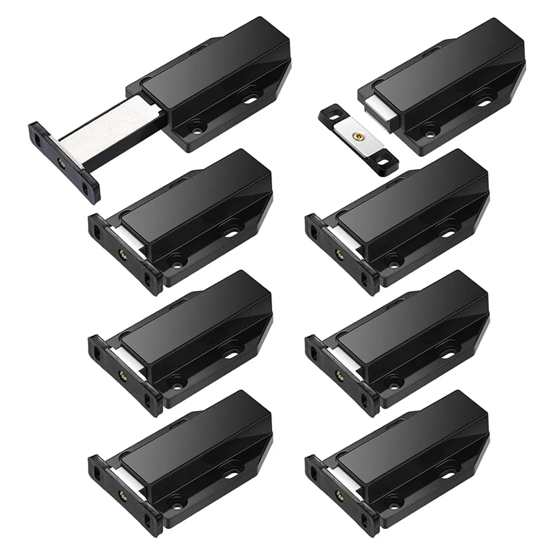 

8 Pack Push Release Magnets Touch Latch Heavy Duty Push To Open Cabinet Hardware Black-A74P