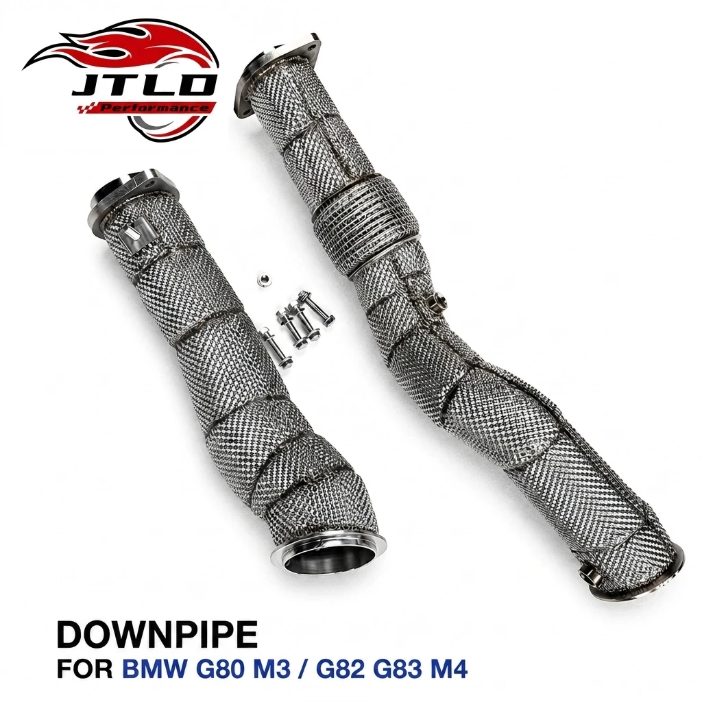 Heat Shielded Catless Downpipe for BMW G80 M3 G82 M4 G87 M2 S58 3.0T 2021+ Stainless Steel Performance Decat Exhaust Pipe