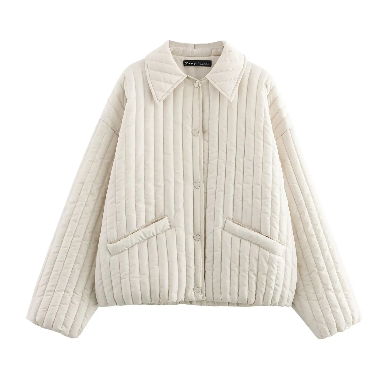 

Женская куртка на хлопковой подкладке с вертикальной полоской и пряжкой в форме сердца, зимнее пальто в европейском и американском стиле B481977