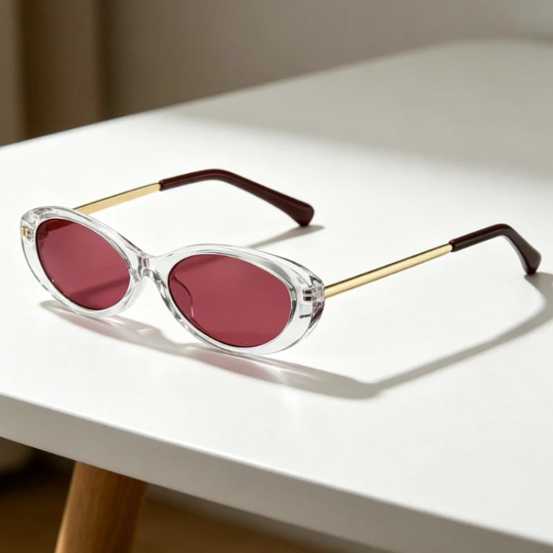 Exquisite Kleine Ovale Sonnenbrille mit Zweifarbigen Metallbügeln, UV400-Schutz, Retro-Luxus für Damen, Outdoor- und Streetwear-Sonnenbrille