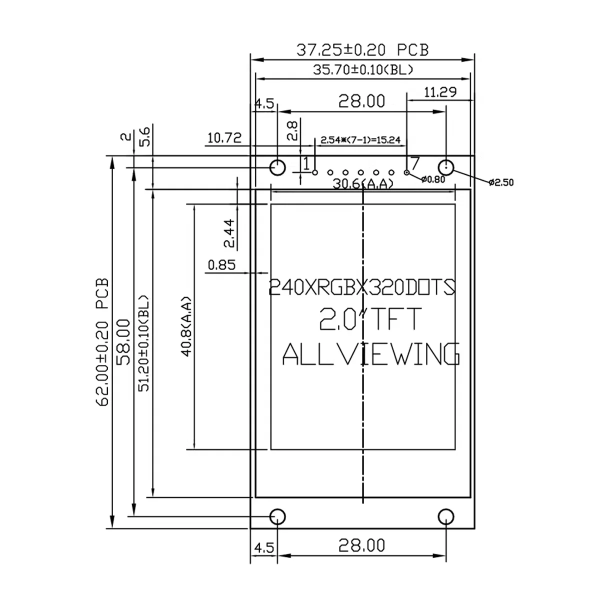 Unidade lcd oled de 2.0 polegadas, display tft ic st7789v 240rgbx320, interface spi de matriz de pontos para arduio, módulo de exibição lcd colorido