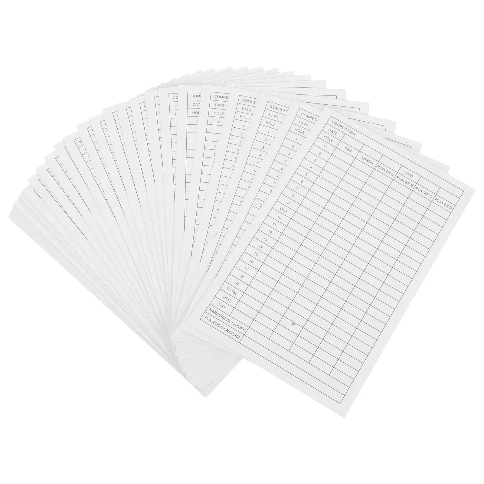

30Pcs Golf Score Cards Heavy Duty Coated Paper Portable Score Record Cards Obvious Partition Grid for Sports Competition Use