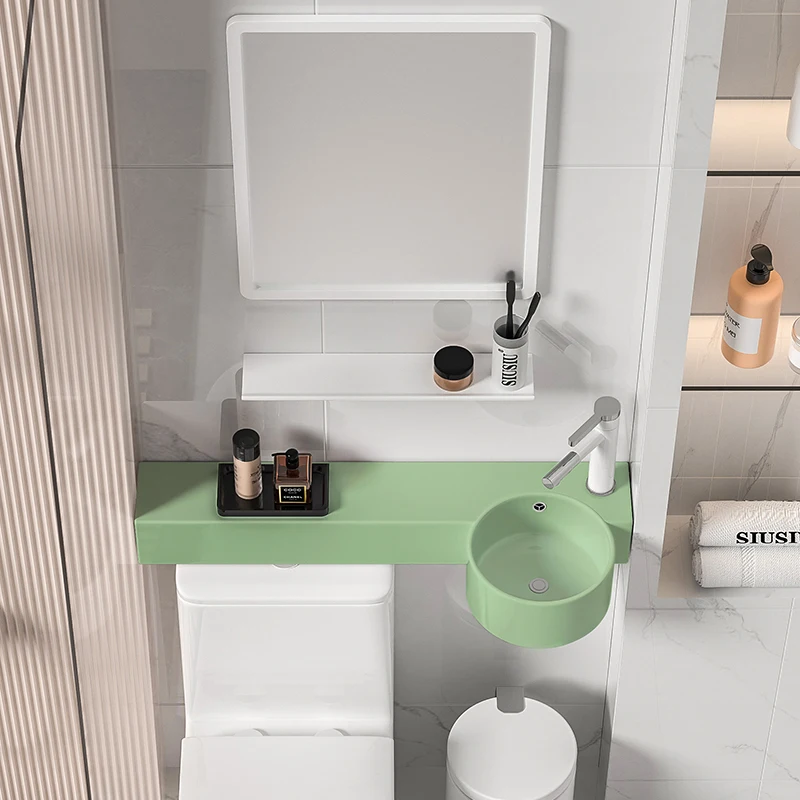 

Light green one-piece wall hanging with countertop