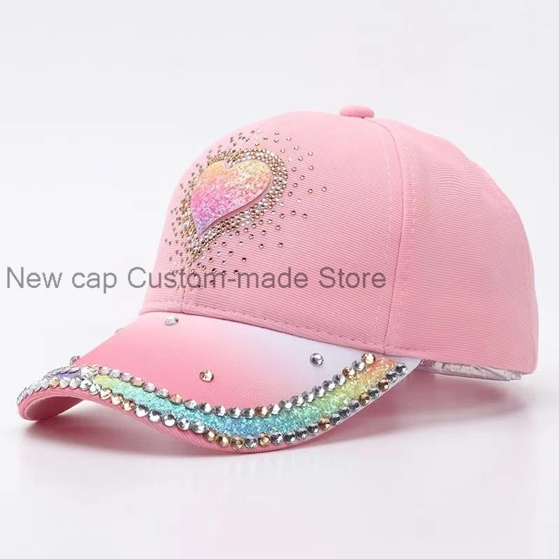 

2025 Diamond Butterfly Baseball Hat Fashion Gradient Love Ball Hat Couple's Hat Men's and Women's Casual Hat Y2K Duck Tongue Hat