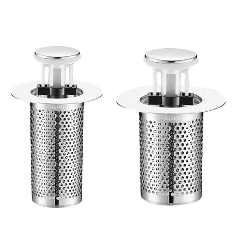 Bathtub Drain Strainer Floor Drain Filter Washbasin Leak Plug Stainless Steel Odor Proof Bouncing Core Drains Hair Catcher Sink