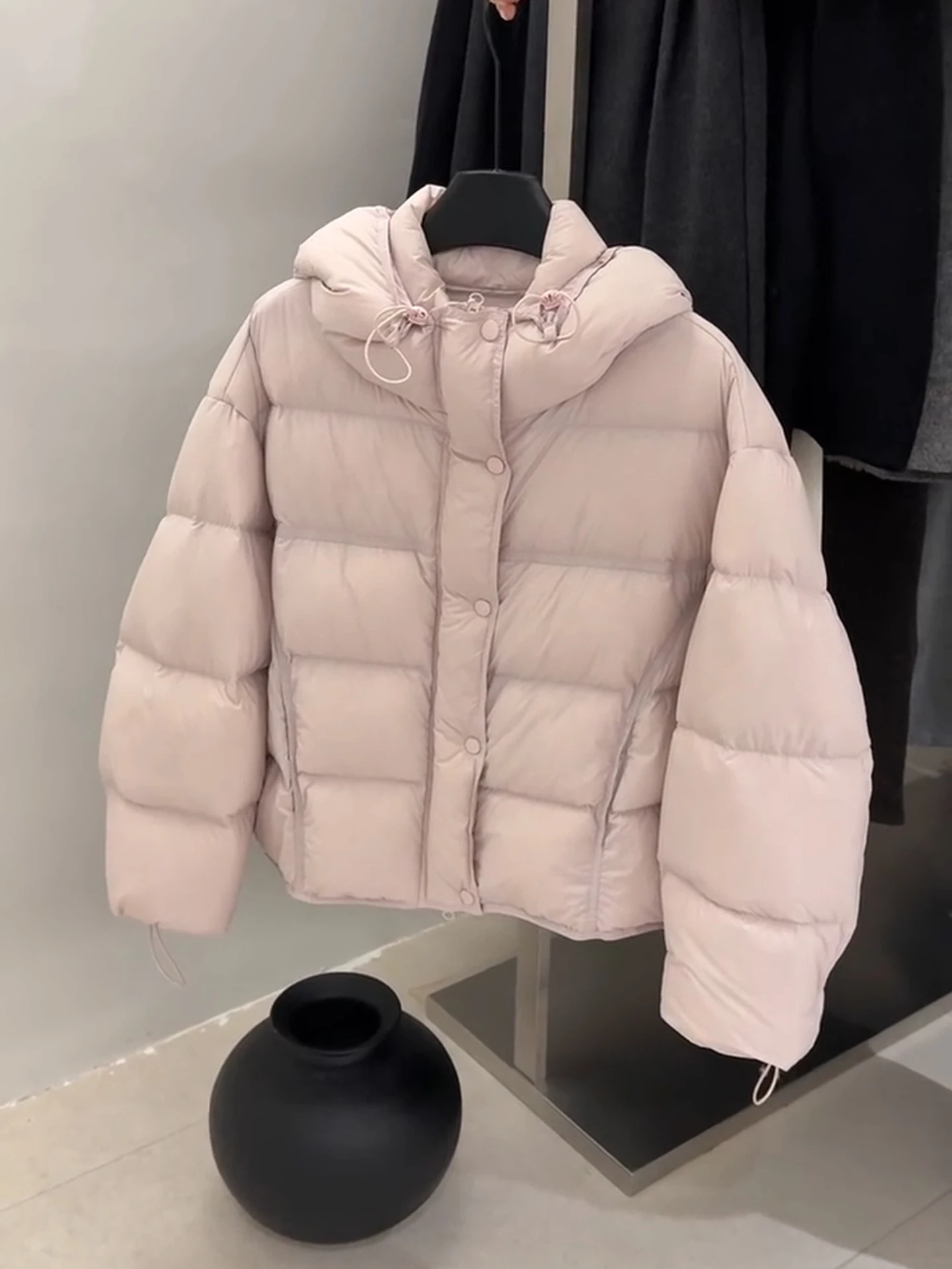 Pink ort Puff down Jaet femmes 2025 hiver nouveau Sle coréen Sle à capuche blanc Du vers le bas manteau chaud Thiened Polyester F...