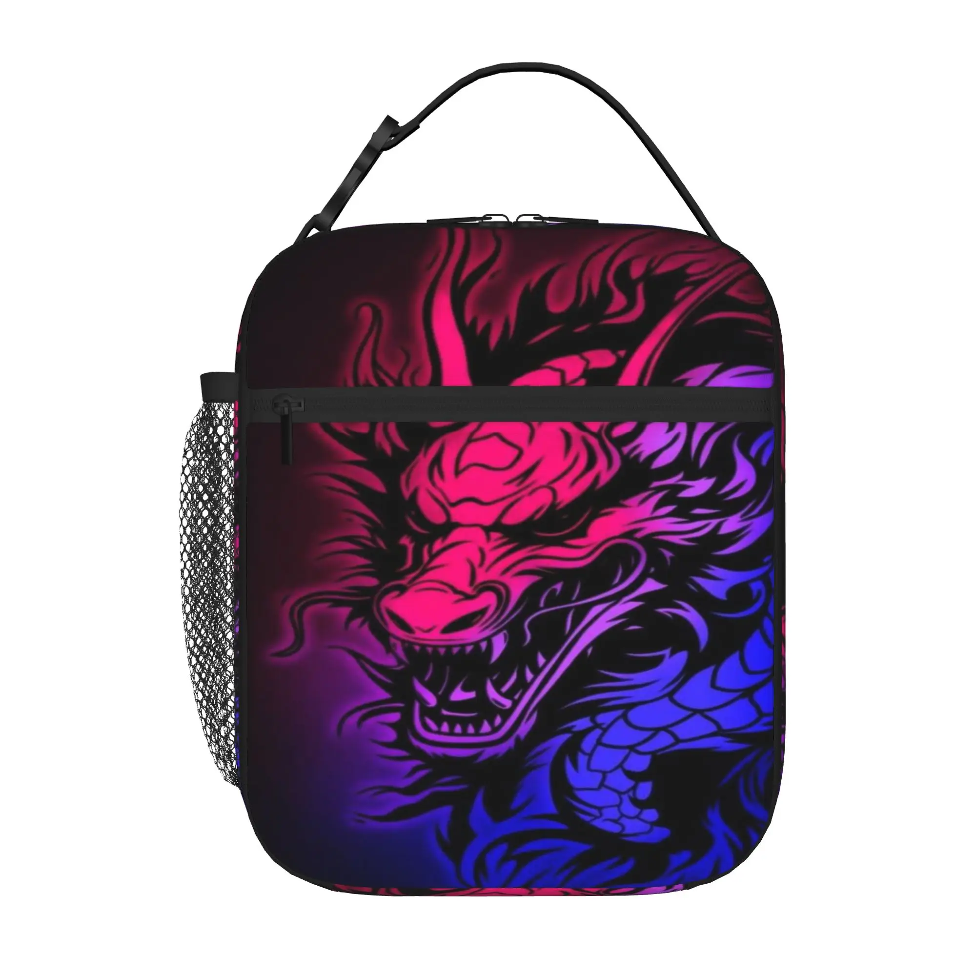Back to school season  Lunch Box Bag Purple Neon Glow Chinese Dragon Art New Casual Personalised Solid Lunch Bag