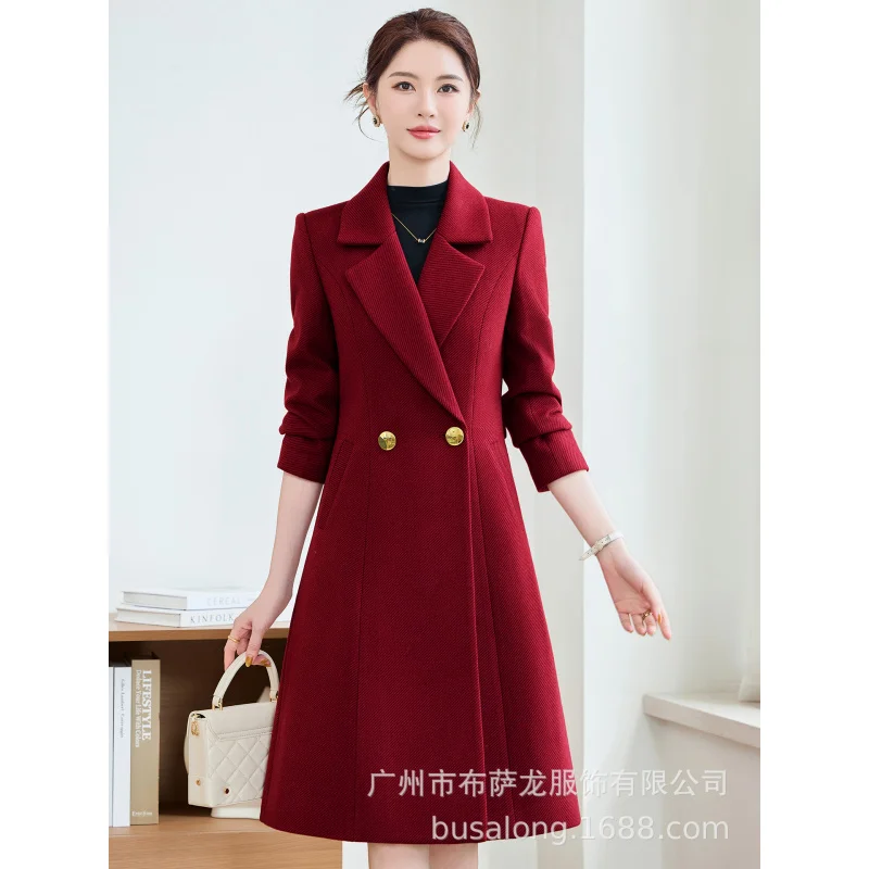 2025Bussalon Cappotto da donna nuovo Stile coreano Professionale di media lunghezza Colletto Trench Coat Workwear2617