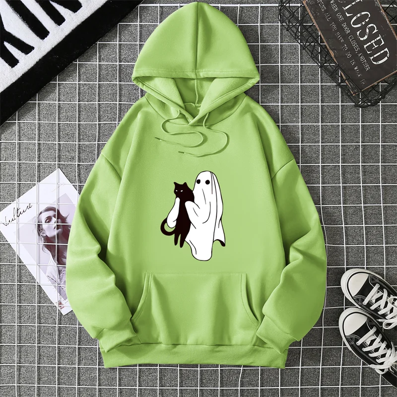 هالوين الطباعة الجرافيكية الخريف والشتاء القطن الخالص الرجال والنساء هوديس عارضة في الهواء الطلق الشارع الرياضة التدريب العلامة التجارية