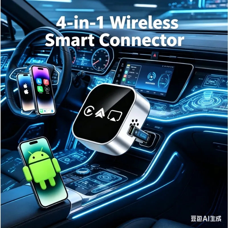 Premium Wireless CarPlay Adapter, Convert Wired CarPlay/Android Auto To Wireless Mirror Link, Simple Plug Play