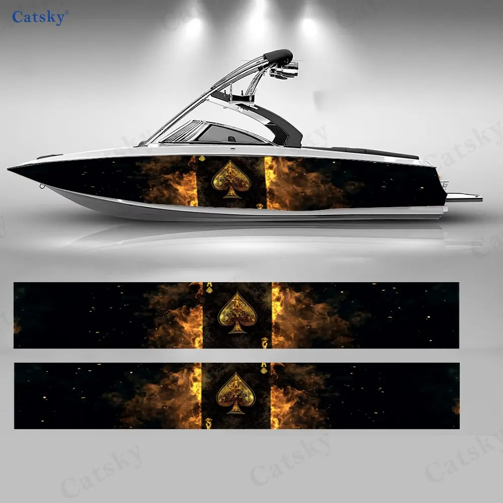 

Наклейки на корпус лодки с изображением пламени, 2 шт., водонепроницаемые виниловые наклейки из ПВХ для рыболовных лодок, прочные и стильные.