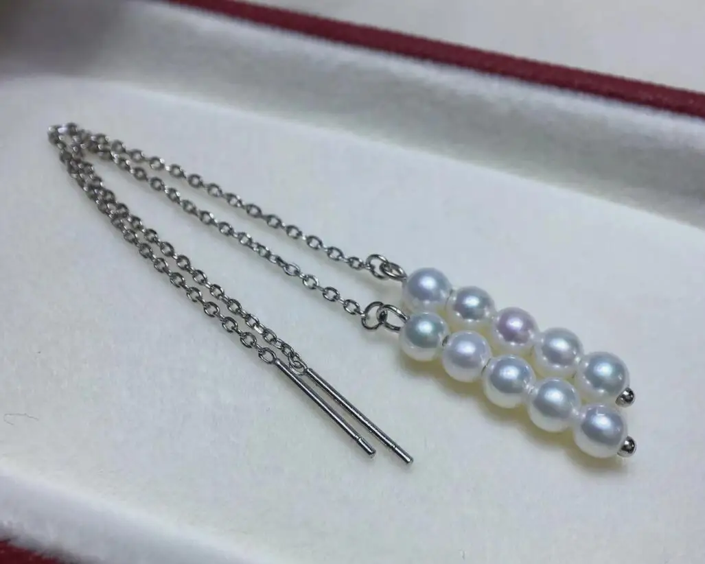 

AAA 6-7mm natural round south sea white pearl earrings 925 sterling silver