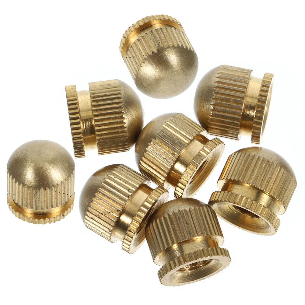 8Pcs Brass Lamp Cap Nuts Tapped Decorative Screw Caps for Lighting Fixtures Multifunctional Durable Polished Finish Home