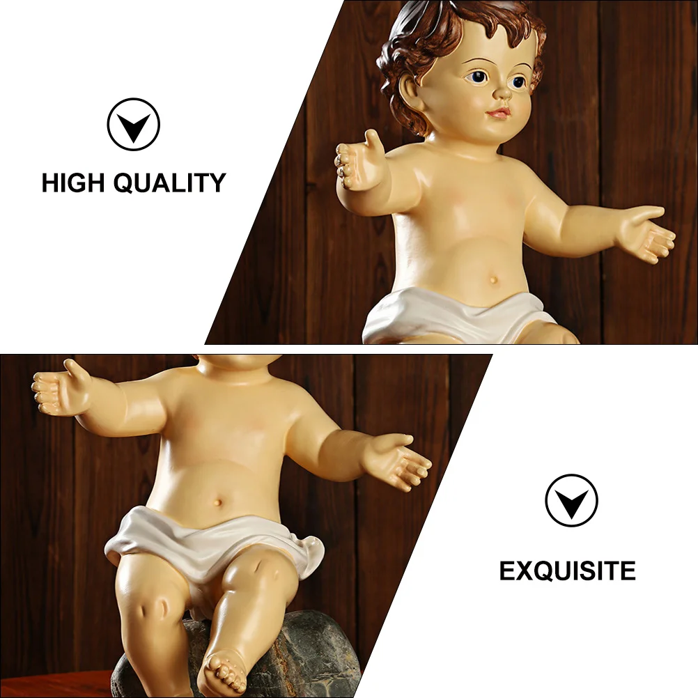 Holy Child Ornament Home Decor Resin Saint Baby Adornment Infant Toys Jesus Figurine Outdoor Ornaments Religious Newborn Statue