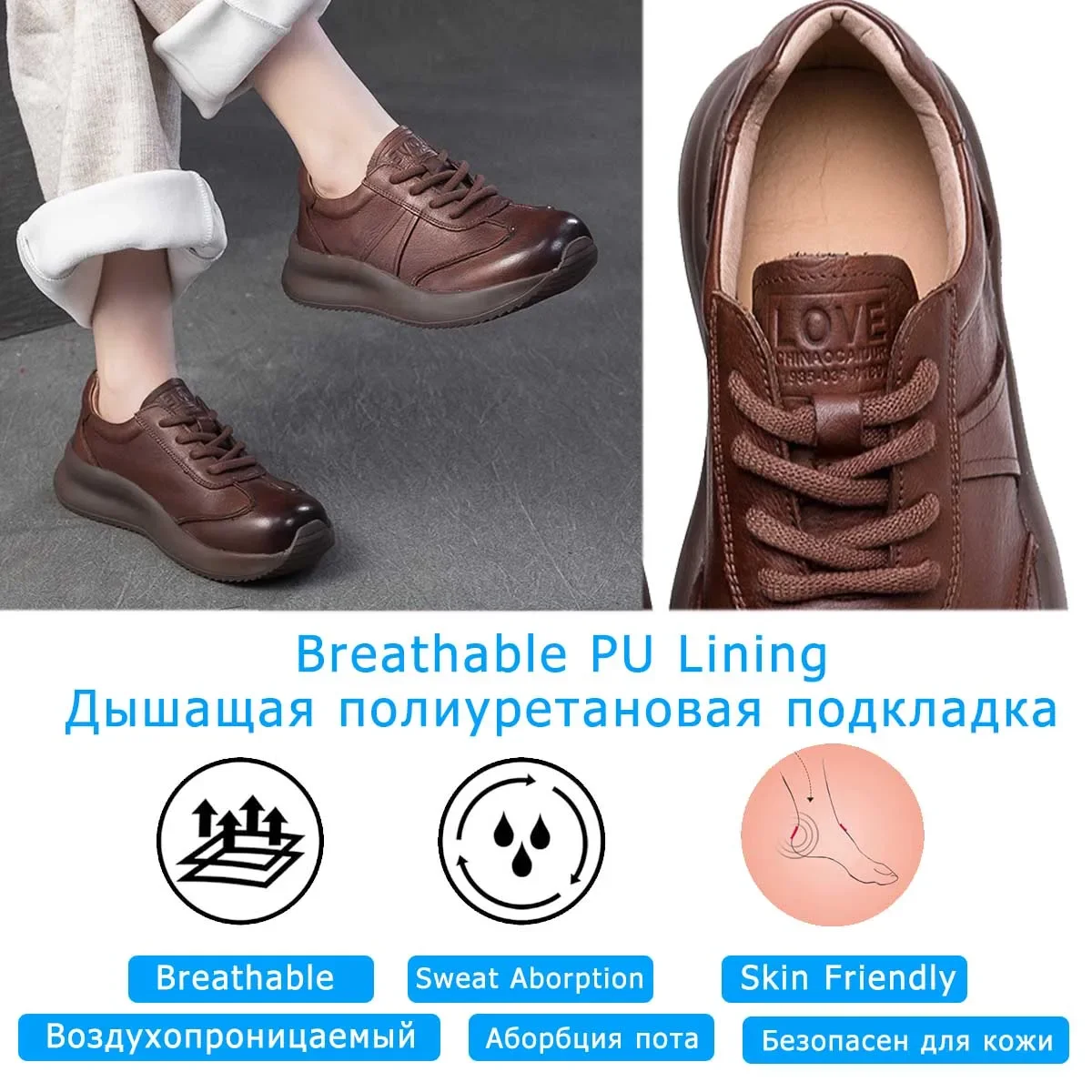 Koznoy sepatu bot Ankle wanita, sneaker Loafer kulit sapi asli nyaman musim semi musim gugur vulkanisir modis 4cm