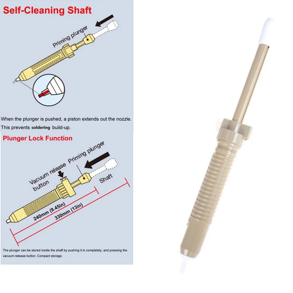 Pengisap Las solder 330mm(13in) vakum penghilang pompa panjang untuk menyedot bahan las 1 buah 30mm(1.18in) ABS + Metal Desoldering