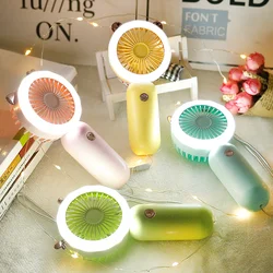 Mini Portable Fan USB RechargeableWith Night Light Silent Cute Summer For Home Outerdoor HandheldSmall Electric Fan