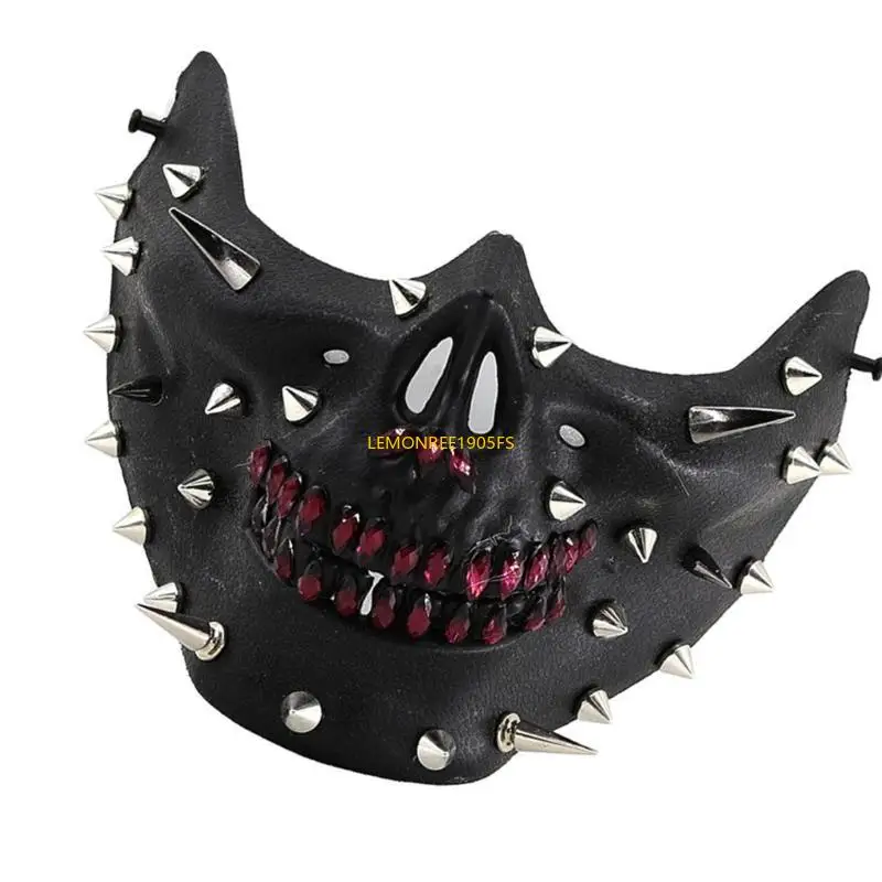 Dxae Rivet Rhinestones Mask Mask Half Face Mask voor vrouwen mannen Halloween Masquerade Cosplay