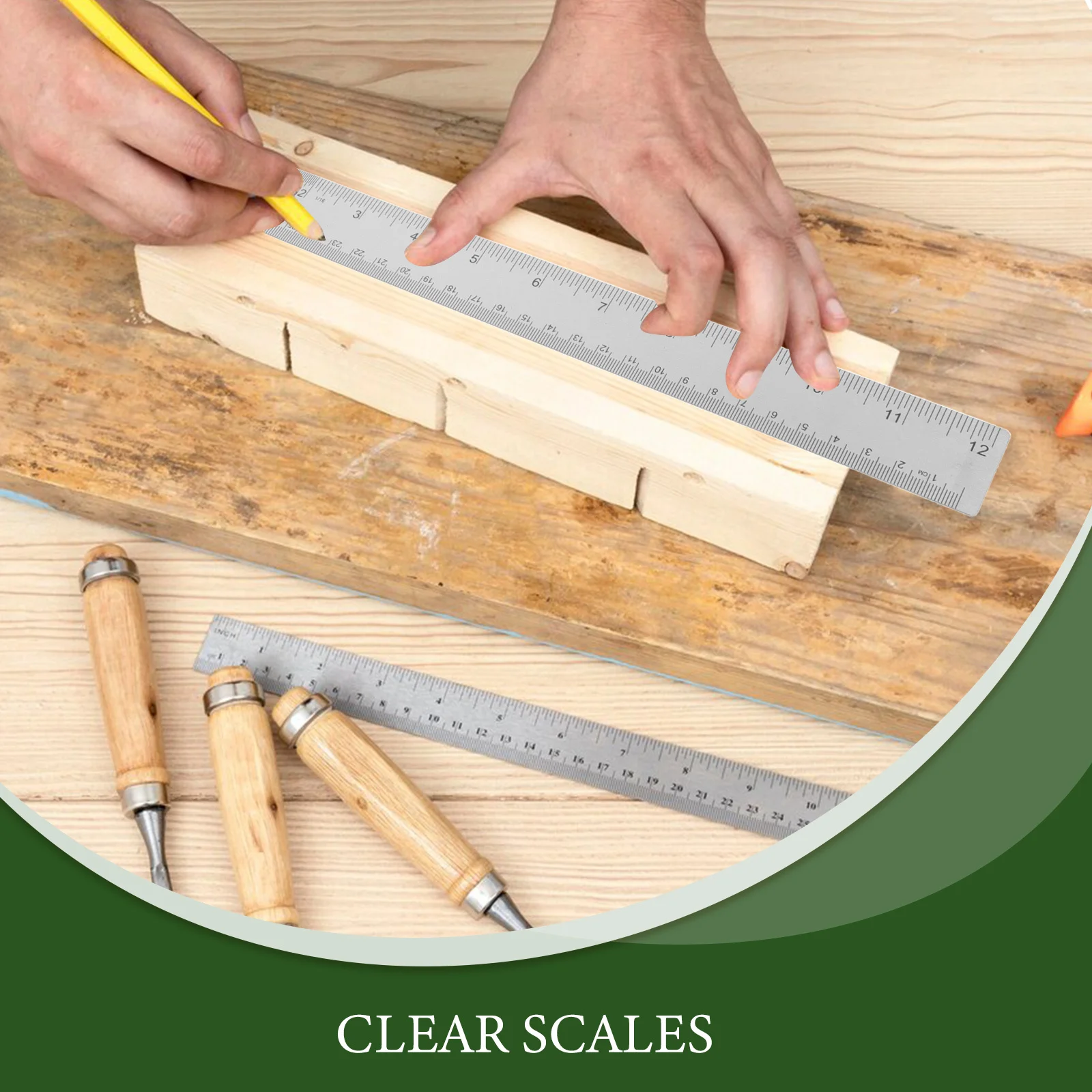 3Pcs Cork Back Stainless Steel Metal Ruler Non Slip Straight Edge Office Drafting Woodworking Engineering Inch Metric Scale