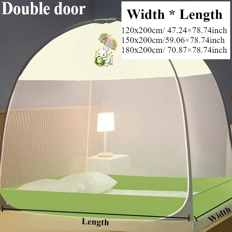 Easy Install  Simple U Shape Yurt  Double Door Mosquito Net-Lightweight Polyester,Foldable Bunk Mesh Net Breathable Mosquito Net