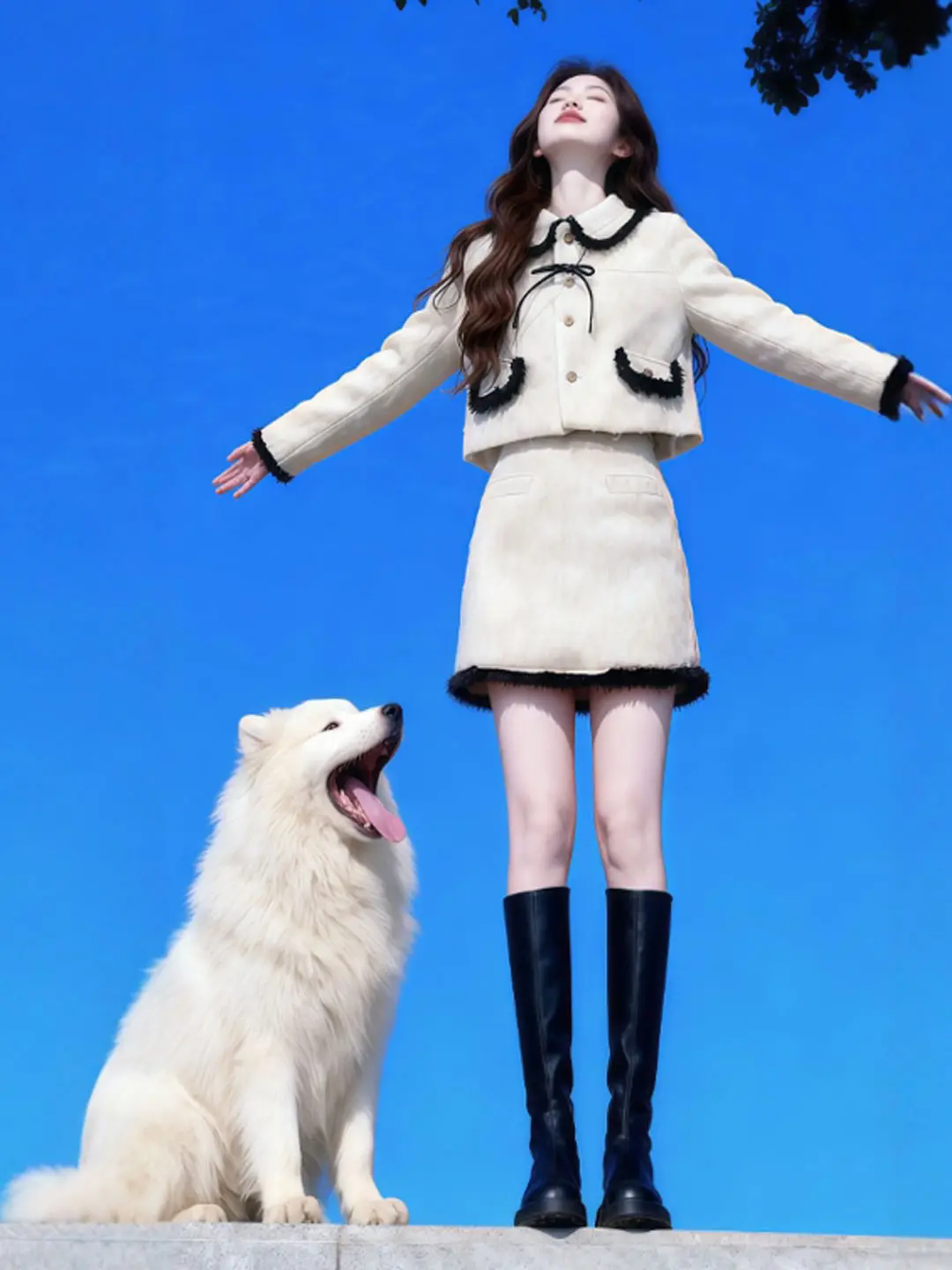 

Korean Style Beautiful Half Skirt Set Spring Fashion Sensation Ultra Cute Woolen Coat Skirt Two Piece Set Comfortable Winter ...