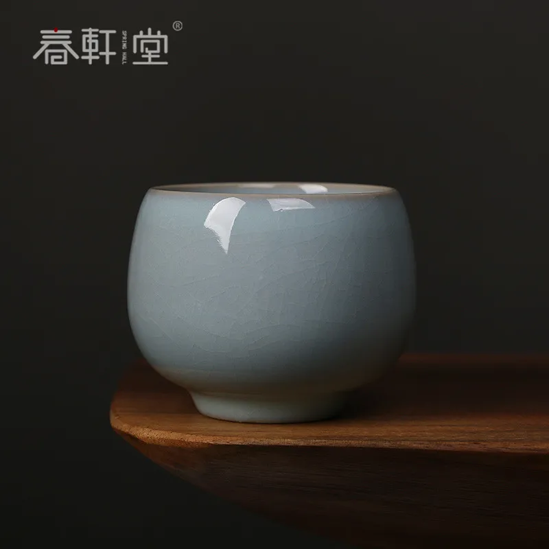 

Chunxuan Tang Ru Ware Tea Cup Handmade High-End Master Cup Ceramic Tea Pu'er Single Cup Gracked Glaze Supportable Personal Cup