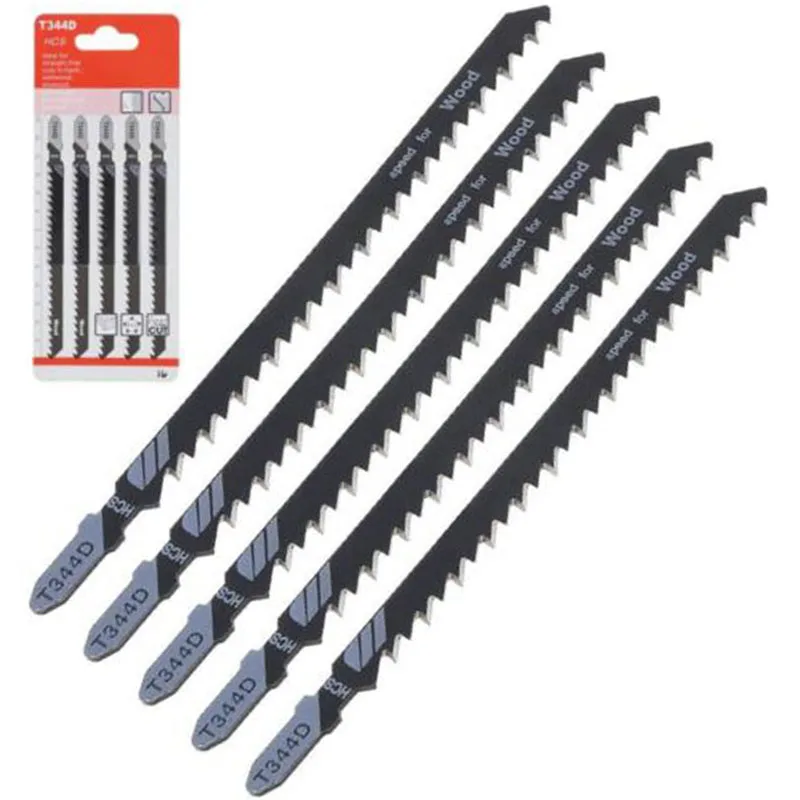 Aaaaa5pcs t344d jigsawsaw lâminas cortador alternativo 6t t-shank lâmina de serra para placa de madeira corte de plástico ferramenta para trabalhar madeira