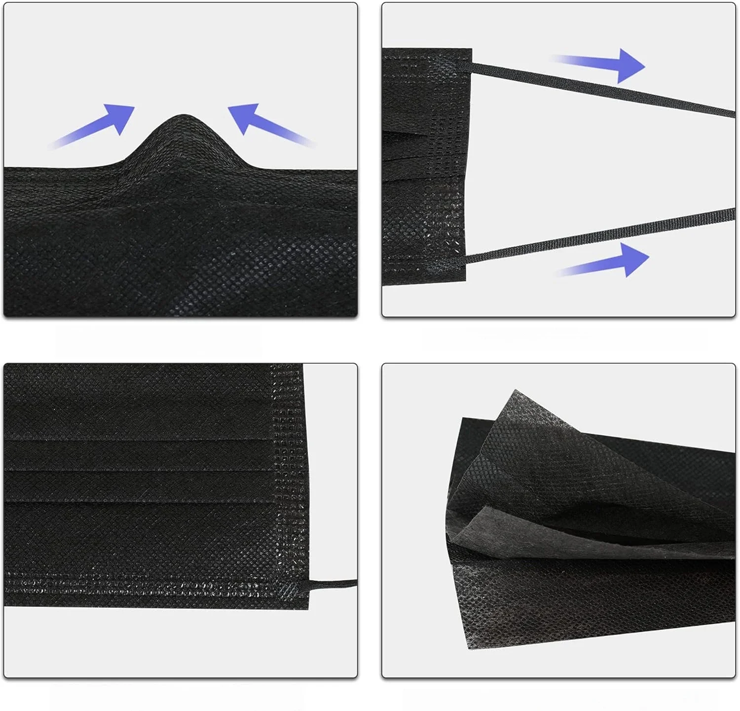 100 Stück 4-lagige Einwegmasken mit schützender Filterung, geeignet für Partys, Reisen und Outdoor-Aktivitäten. – Detail 2