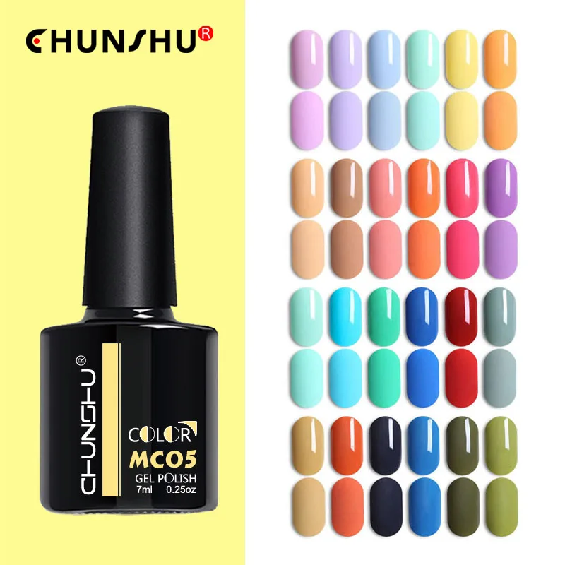 CHUNSHU 7ml Macaron Color Gel Nail Polish 6Pcs/kit Semi Permanent Gel Vernish Nail Art Manicure Soak Off LED UV Gel For Home Use