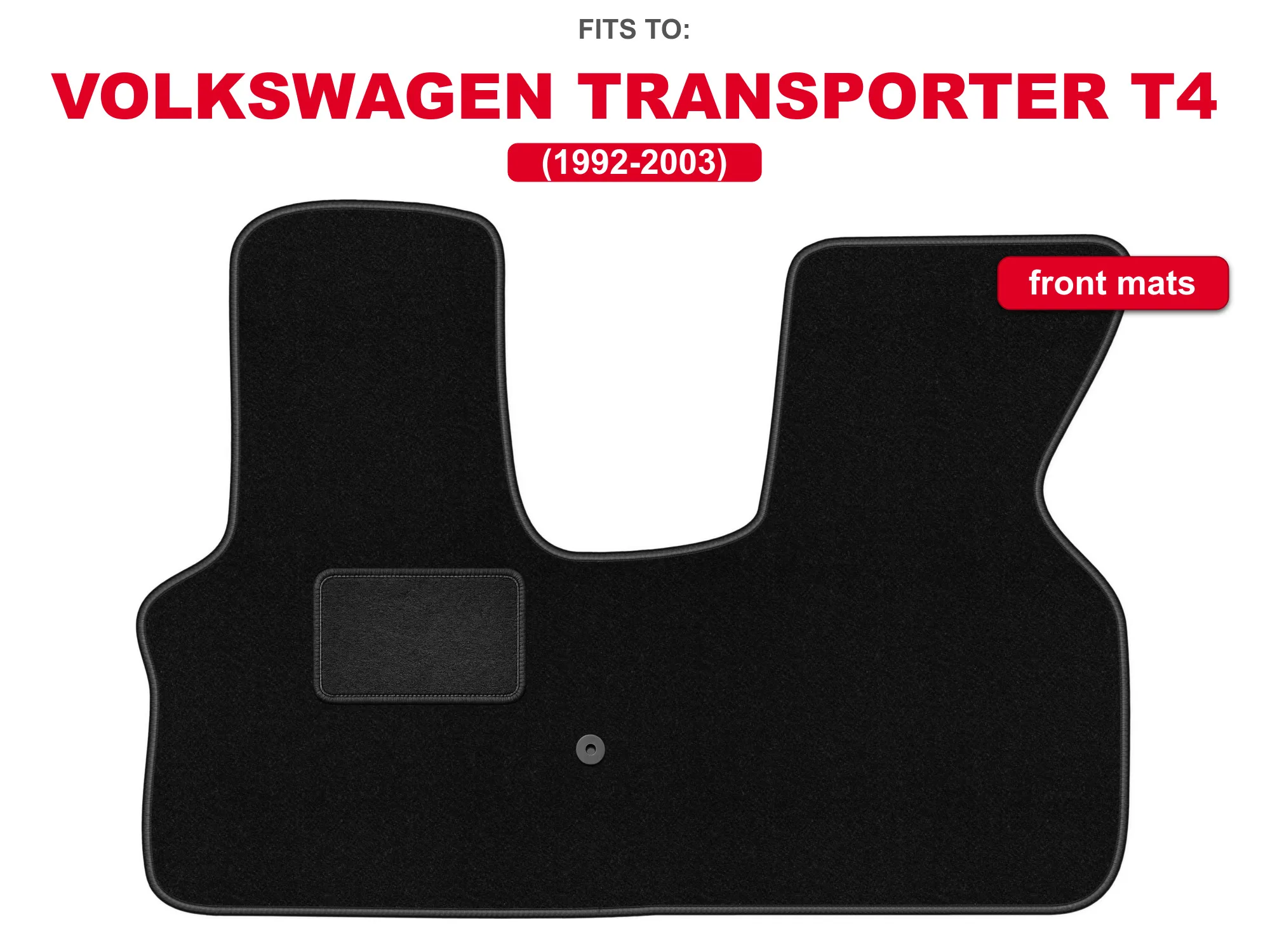 Velour vloermatten voor: Volkswagen Transporter T4 1992-2003 zwarte auto voorvloermattenset voor voertuigvloer