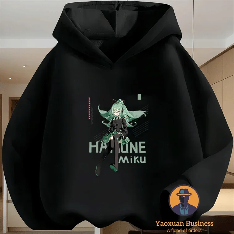 المألوف Miku ليتل بنين بنات أطفال هوديي لطيف الكرتون المطبوعة يندبروف الدافئة الخريف الشتاء جديد #3