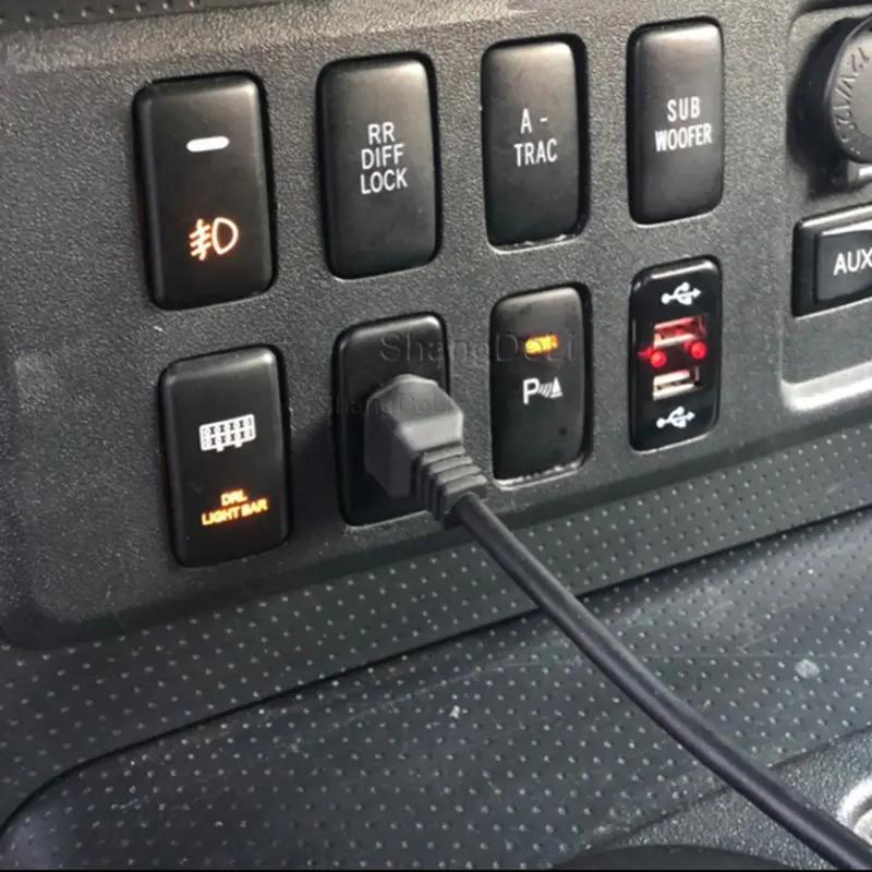 1 Stück Orange Licht Auto Lautsprecher Hupe Schalter Taste mit Draht für Toyota Land Cruiser Hilux Prado 120 FJ CRUISE LC76 REIZ 2006-2009 – Detail 5