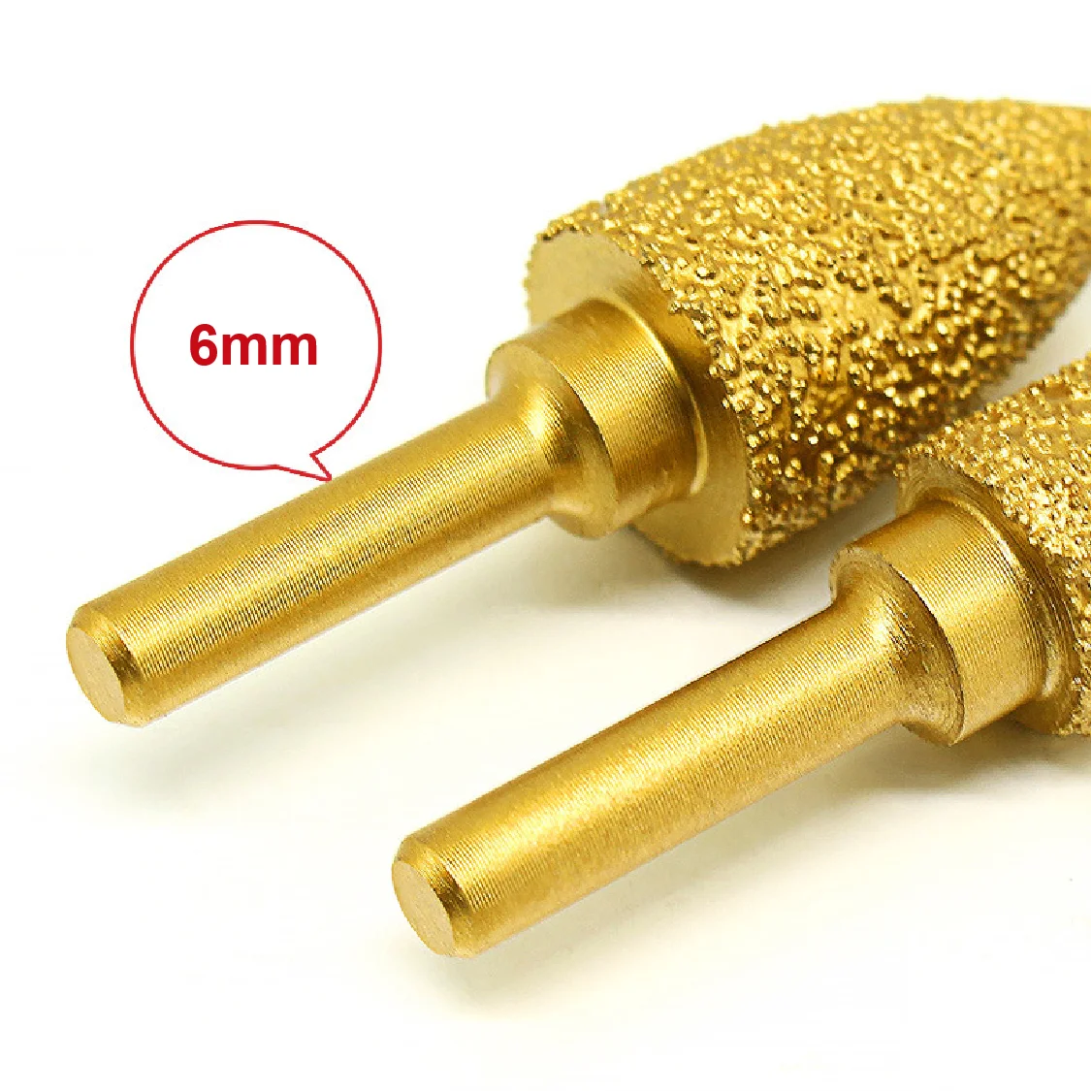 6mm Shank Vacuum Brazed Diamond Burr Head Grinding Rotary File For Stone Grey Cast Iron Ductile Iron Steel