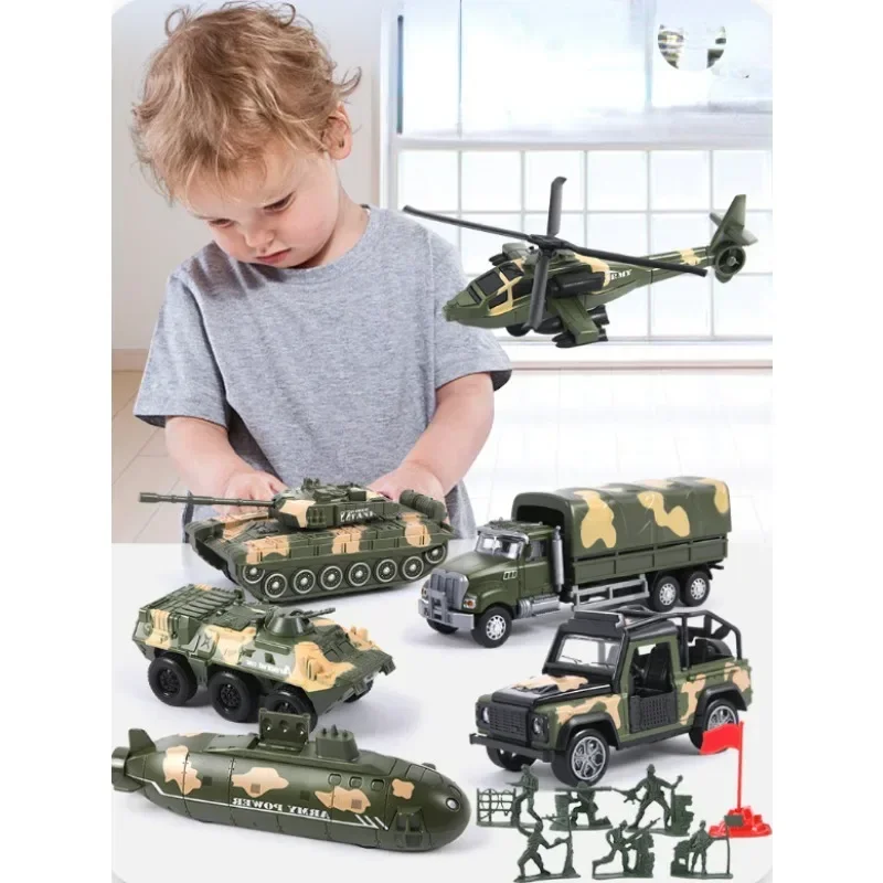 1Pcs Metal Armored Vehicles Decorative Models Alloy Helicopter Tank Submarine Emulational Car Toys For Boys Kids Gifts