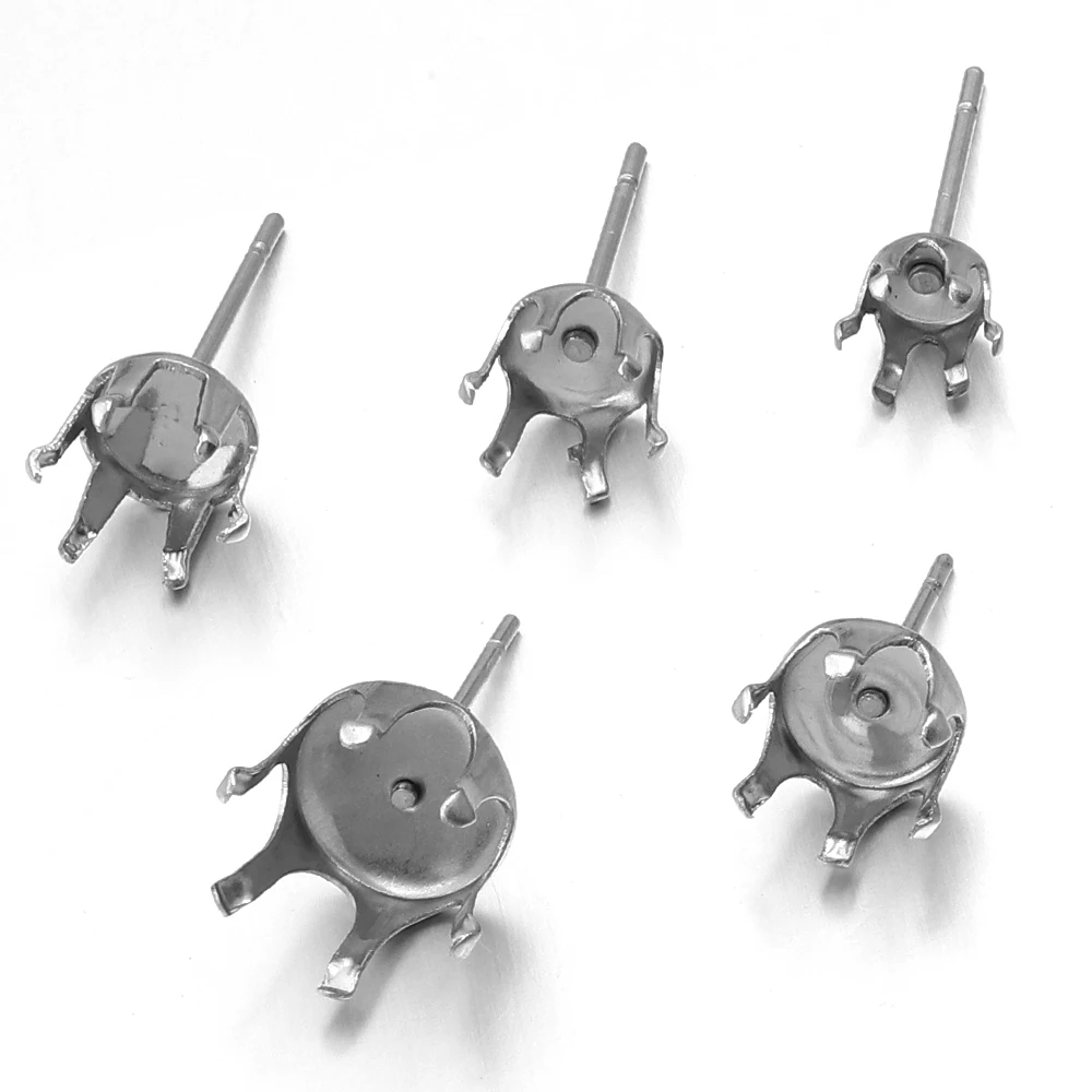 

50pcs Stud Earrings Base Stainless Steel Zircon Stud Earrings Setting Cabochon Base For Jewelry Making DIY Fashion Earrings ﻿