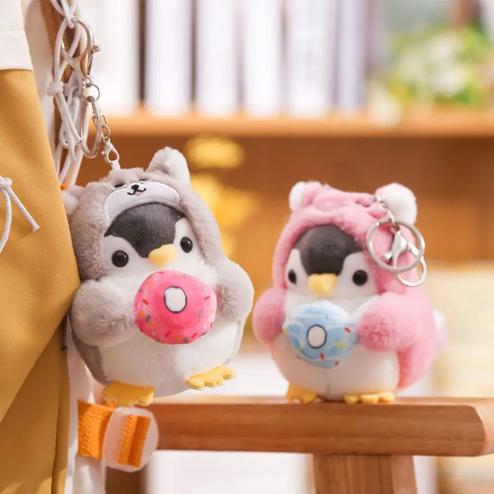 

Toy PP Cotton Cartoon Design Donut Bag Pendant Women Key Holder Korean Style Key Buckle Plush Key Chain Penguin Pendant