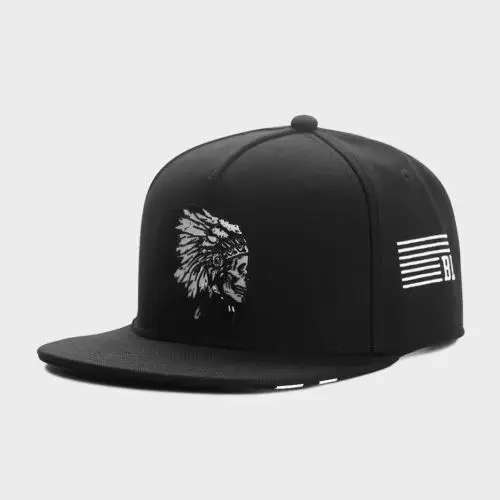 Modna czapka z personalizowanym haftem czaszki, styl hip-hop, regulowana czapka baseballowa na zewnątrz, czapka przeciwsłoneczna, sportowa czapka typu trucker