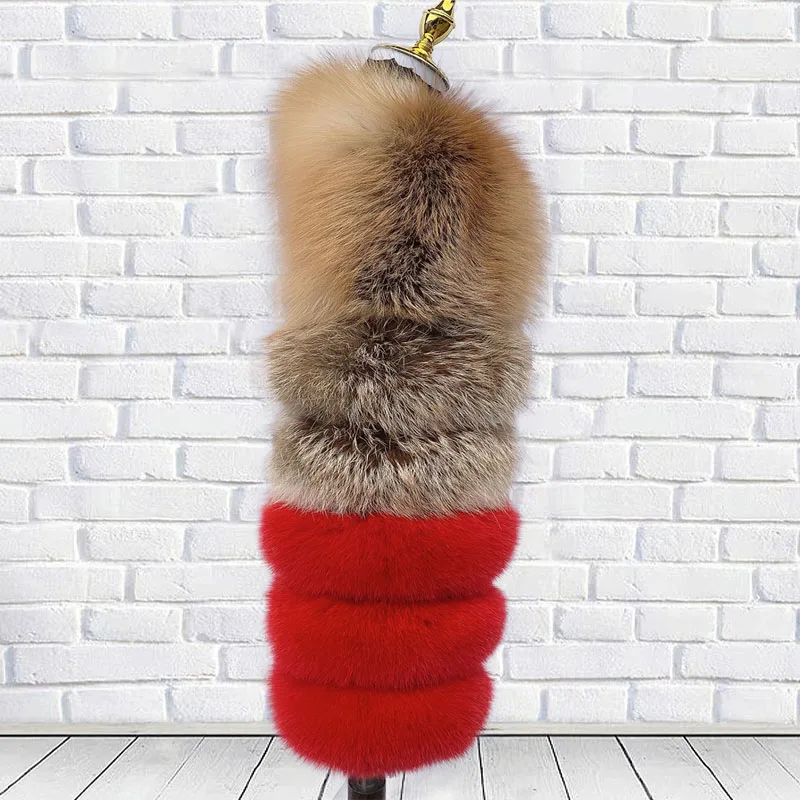 Women\'s Real fur red fox Silver fox One Shoulder sleeves natural fox fur double shoulder sleeves fashion fur coat