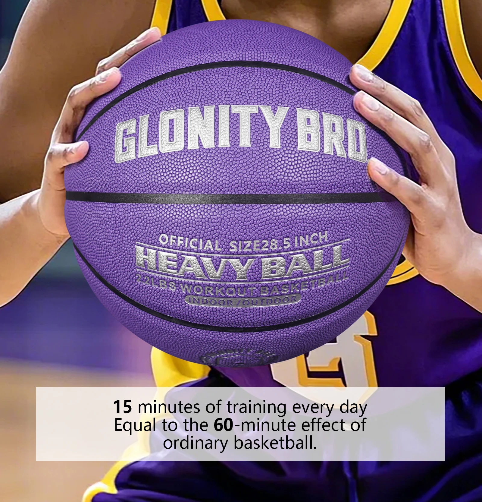 Gewichteter Trainings-Basketball 3/2,2 Pfund für drinnen und draußen, hochwertiger Verbund-Basketball zur Verbesserung des Dribbels und der Durchführung in Lila – Detail 4