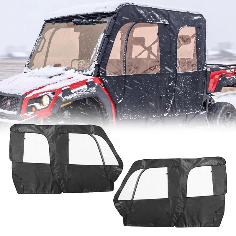 UTV Soft Upper Doors Cab Enclosure Water-Resistant PVC Window Door Kit Windsheild For Tracker 800SX Crew 2020-2024 UTV Parts