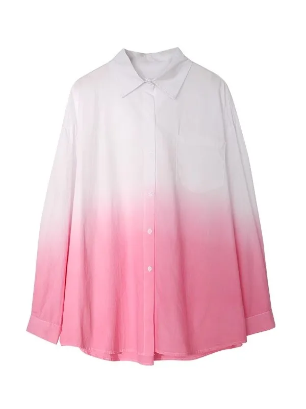 Printemps automne pur coton femmes irt couleur Blo ample Sle réduction de l'âge conception décontracté polyvalent Fem haut français Sle