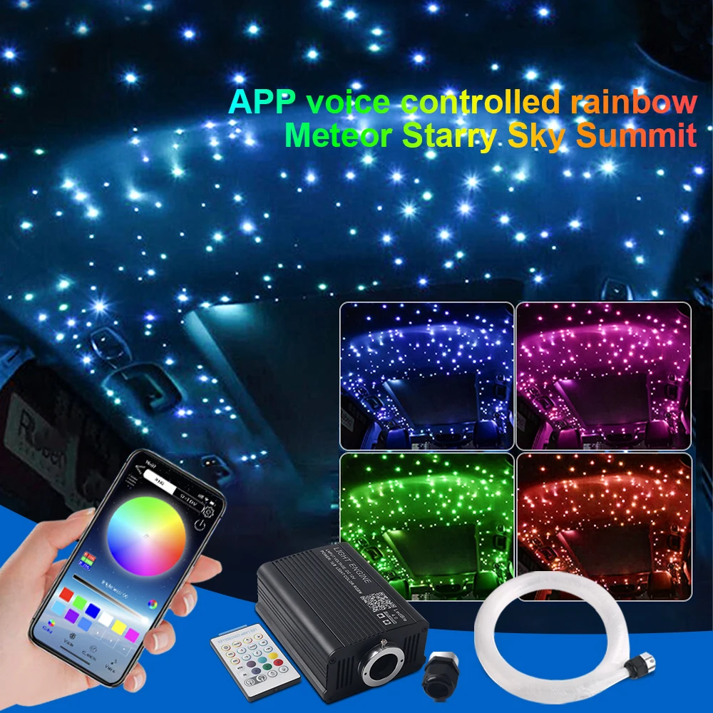 

New 16W Twinkle RGBW Fiber Optic Star Ceiling Lights Kit Smart APP Sound Control LED Engine for Car Starry Sky Fiber Optic Light