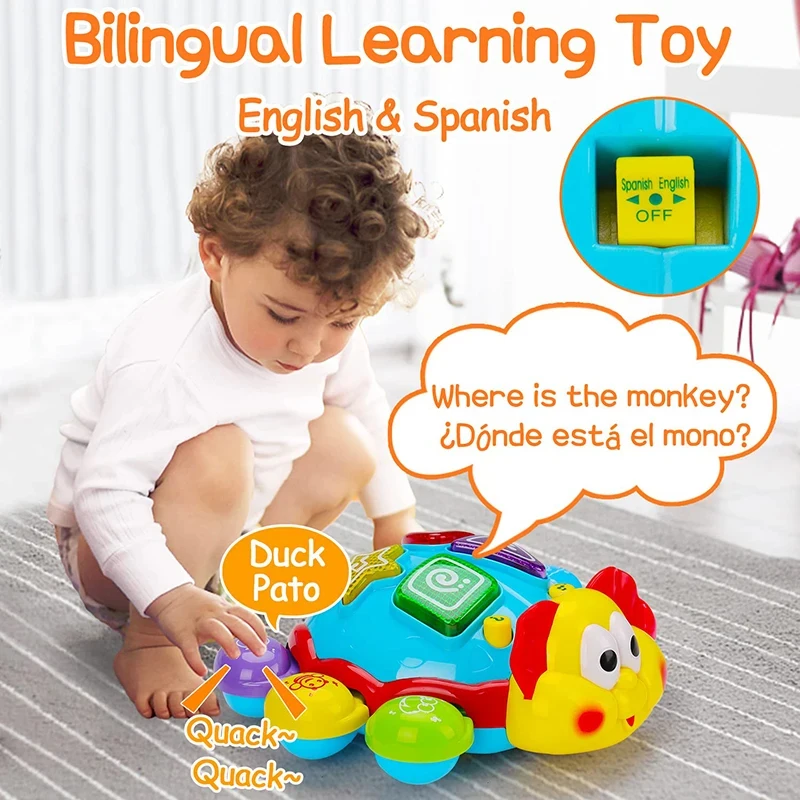 Baby Crawling Walking Musical Spanish English Bilingual Learning Education Toys Babies Light Up Infant for Kids Gifts