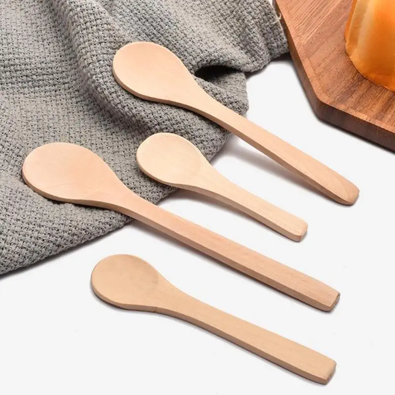 Small Wooden Spoons Mini Tasting Spoons Condiments Salt Spoons For Kitchen Cooking Seasoning Oil Coffee Tea Sugar Cooking Tool