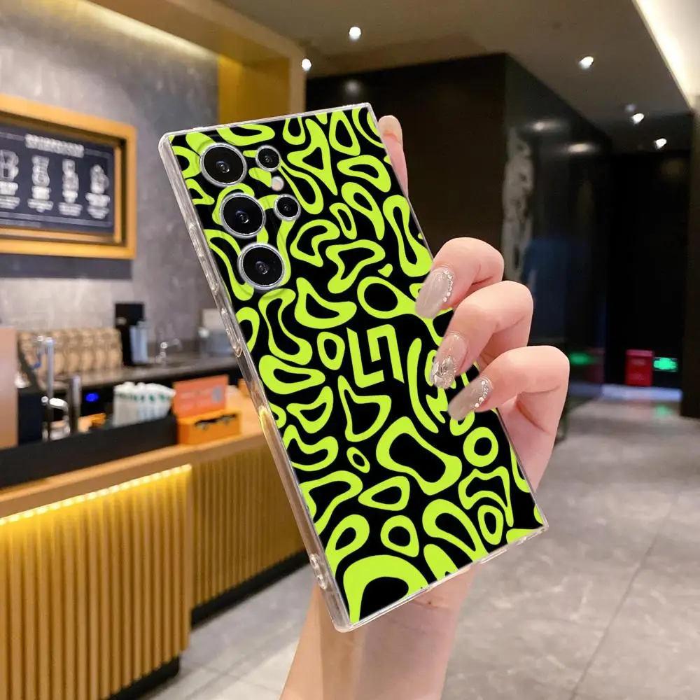 Blue Abstract Letter Pattern Lychee Soft Phone Case For Samsung Galaxy  S26  25 24 23 22 Plus S21 transparent soft shell Covers