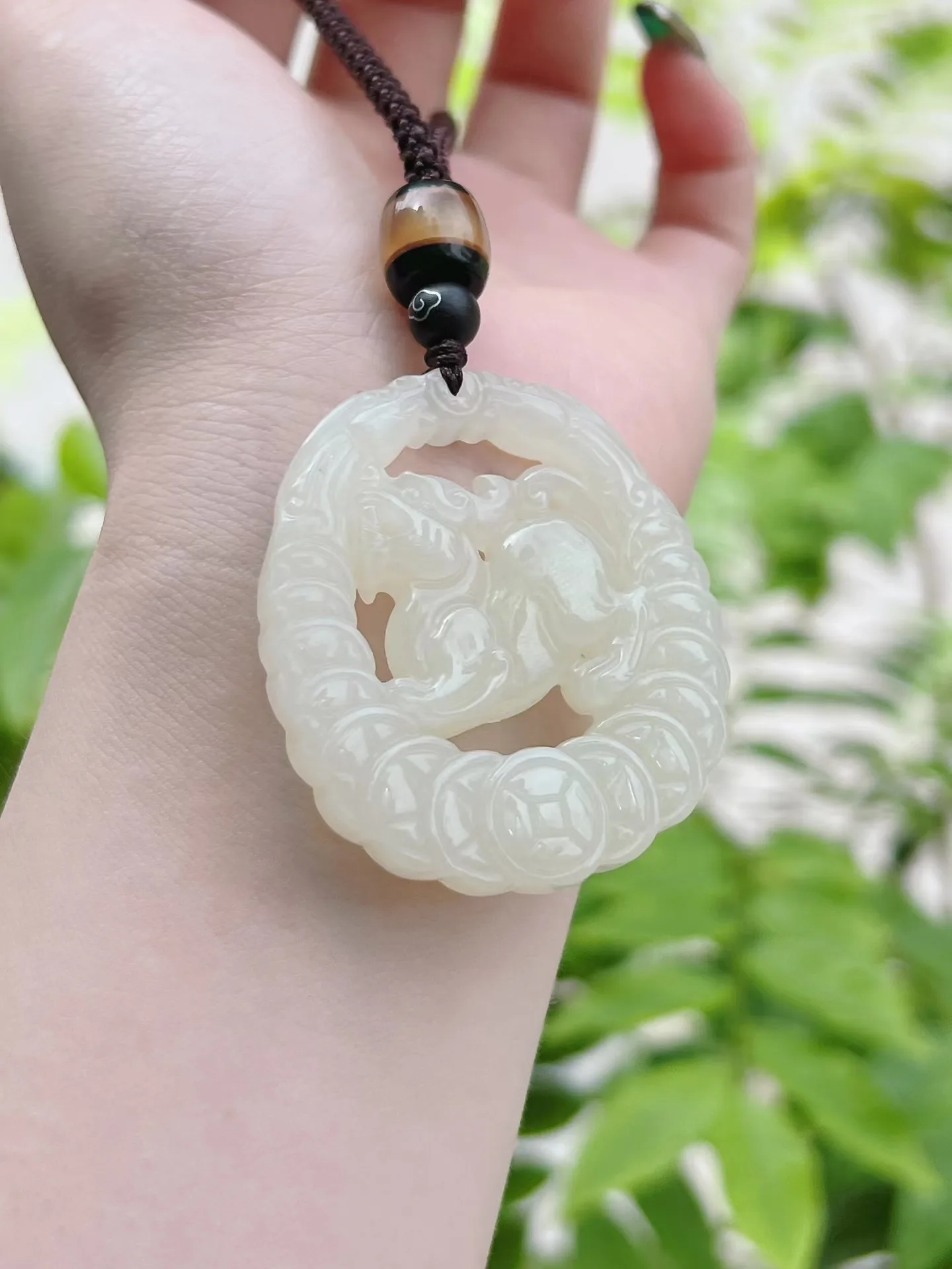 New Hetian Jade Family Business Prosperity and Wealth Pixiu Pendant Jewelry  1147#