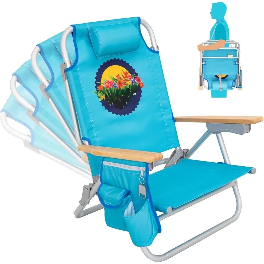 

Folding Beach Chair for Adults, 4-Position Aluminum Lightweight Beach Chair, Low Sands Chairs with Shoulder Strap, Beach Chair