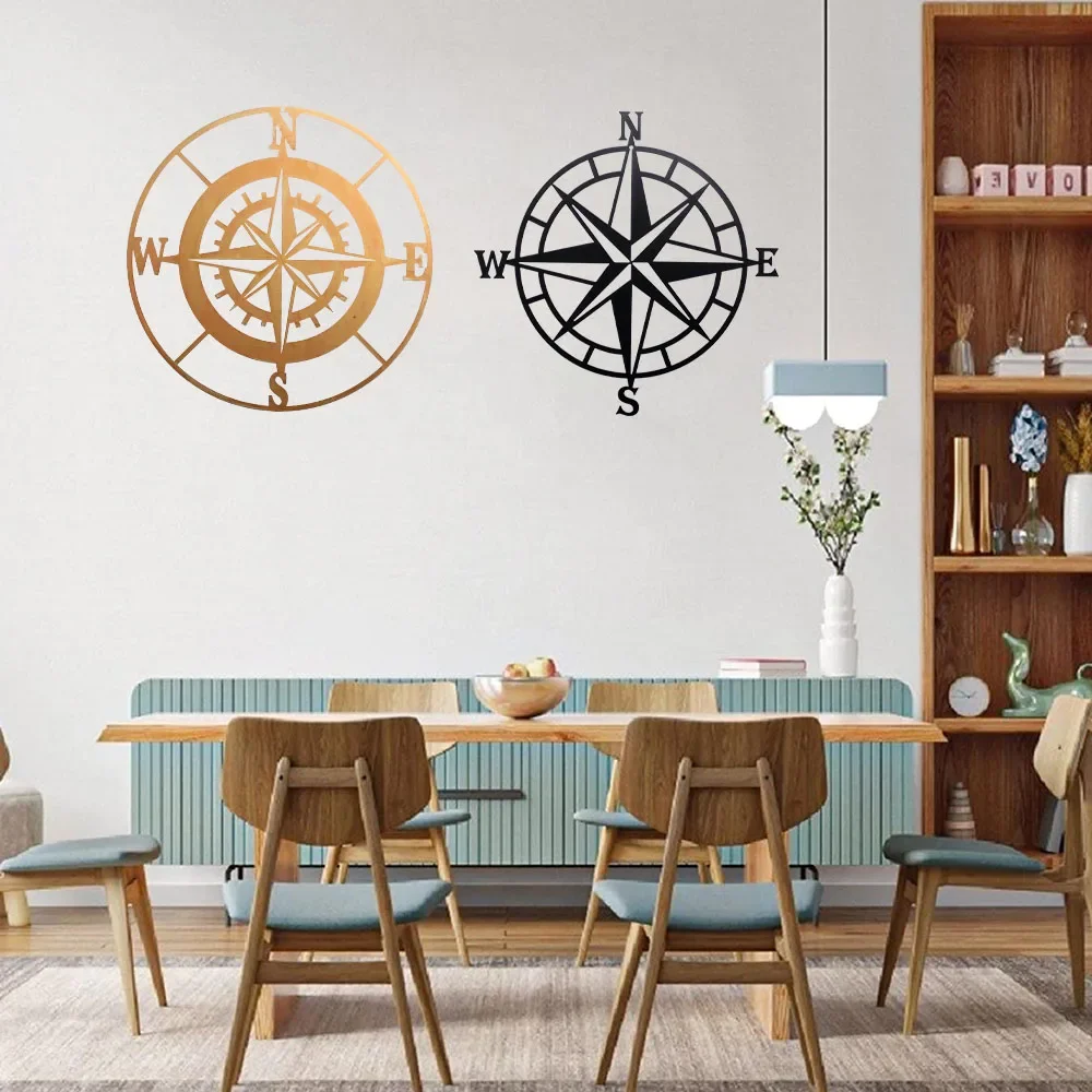 

Rusty Nautical Compass Vintage Signs Metal Plaque Decor Cutout Wall Art Living Room Bathroom Bedroom Indoor Outdoor Decoration