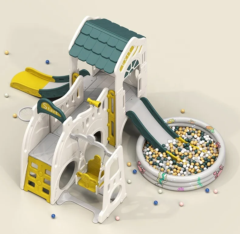 

Wholesale Multi-functional Plastic Slide Combination Kids Indoor Children Slide Playground Plastic Slide And Swing Set